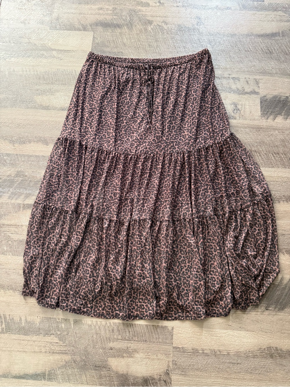 Maurice’s Tiered Brown Leopard Print Maxi Skirt